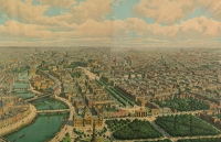 Berlin aus der Vogelschau - Farblithographie um 1900