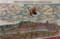 VERKAUFT: Sebastian Münster: altkolorierter Holzstich von Ulm um 1550