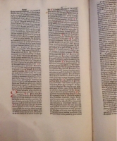 Original-Fragment aus Leonardos de Utino`s „Seremones quadragesimales de legibus dicdi“ von Prior Ludwig Fuchs und Frater Felix Fabri aus des ersten Ulmer Buchdruckerei Johann Zainer im Jahre 1478