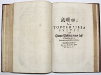 Zeiller, Merian: Kolorierte Topographie Sveviae 1643 Erstausgabe mit Anhang "Oerter-Beschreibung der Schwabenlands". Ebd. 1654